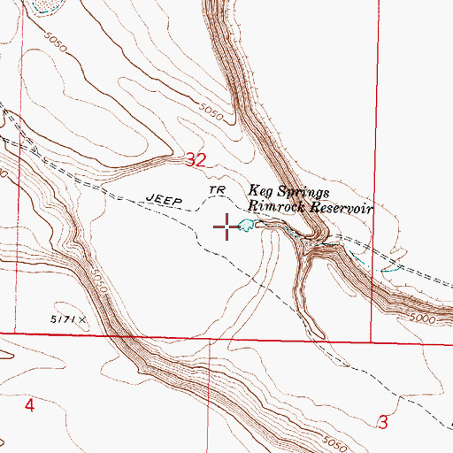 Topographic Map of Keg Springs Rimrock Reservoir, OR
