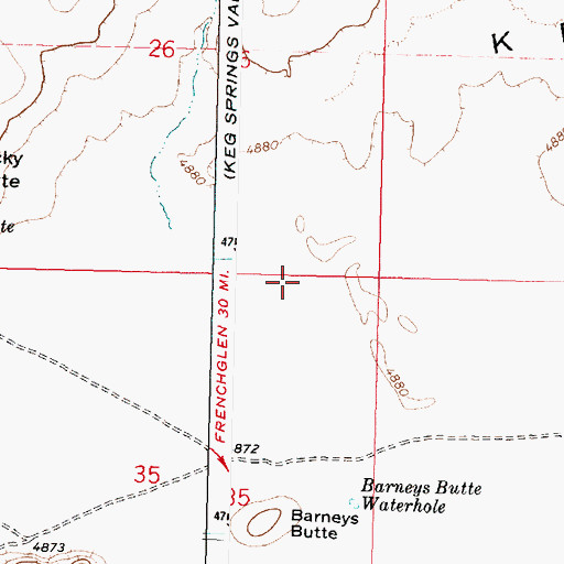 Topographic Map of Keg Springs Valley, OR