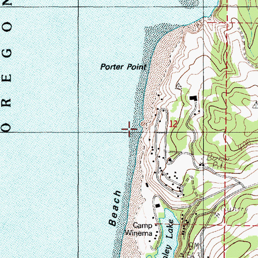Topographic Map of Kiwanda Beach, OR