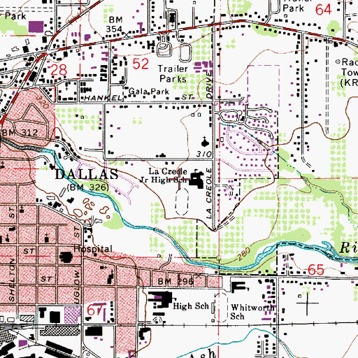 Topographic Map of Lacreole Middle School, OR