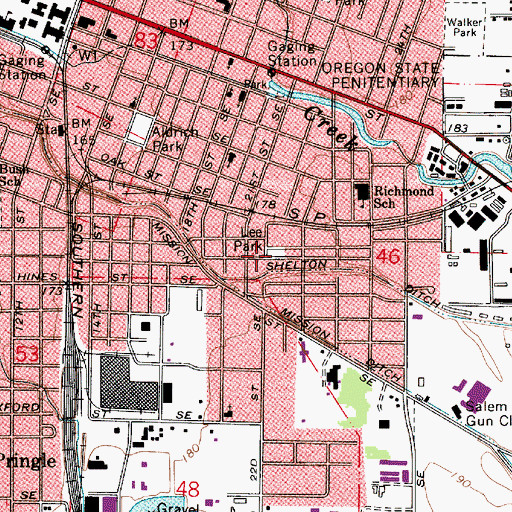 Topographic Map of Lee City Park, OR