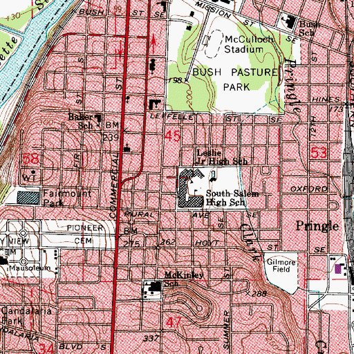 Topographic Map of Howard Street Charter, OR