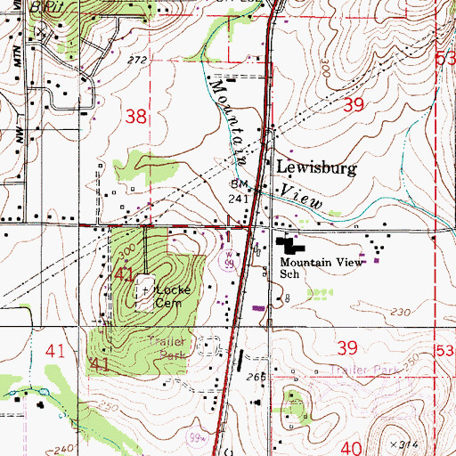 Topographic Map of Lewisburg, OR