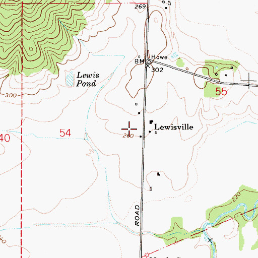 Topographic Map of Lewisville, OR