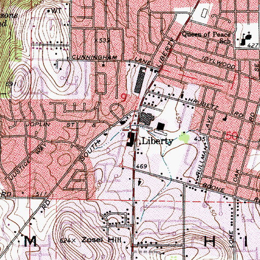 Topographic Map of Liberty, OR