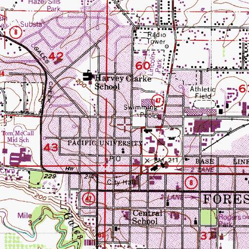 Topographic Map of Lincoln School (historical), OR