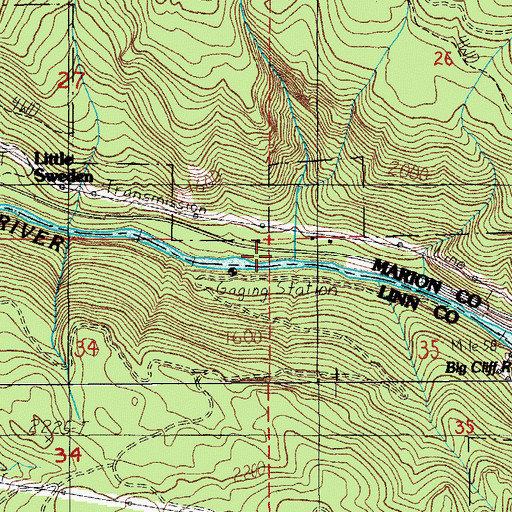 Topographic Map of Little Sardine Creek, OR