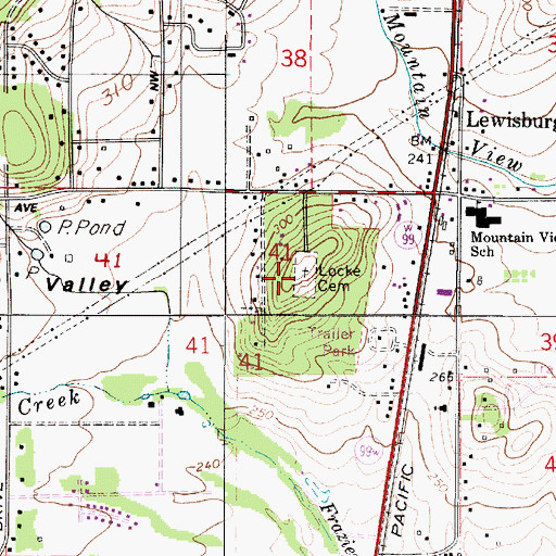 Topographic Map of Locke Cemetery, OR