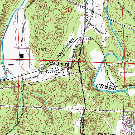 Topographic Map of Coalburg, AL