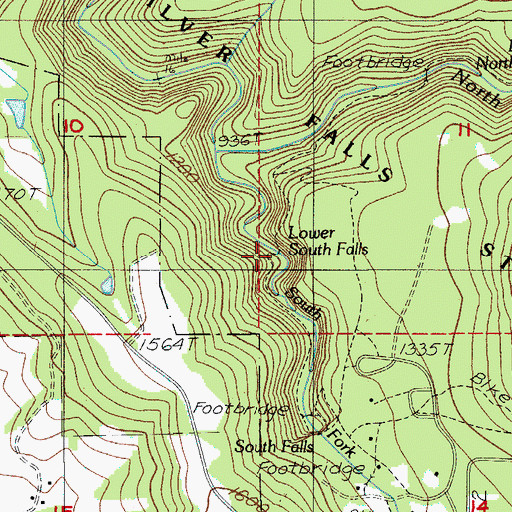 Topographic Map of Lower South Falls, OR