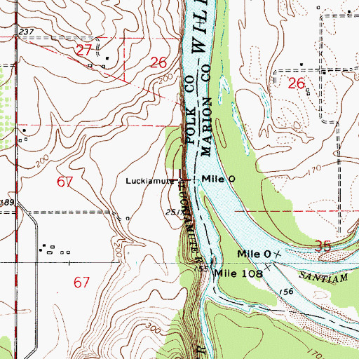 Topographic Map of Luckiamute River, OR