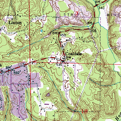 Topographic Map of Coaldale, AL
