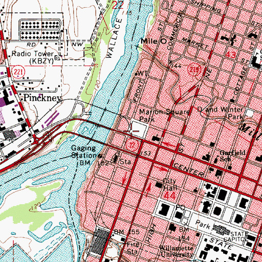Topographic Map of Marion Square City Park, OR