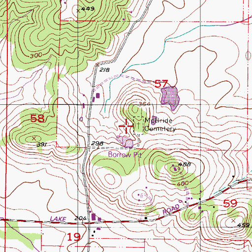 Topographic Map of McBride Cemetery, OR