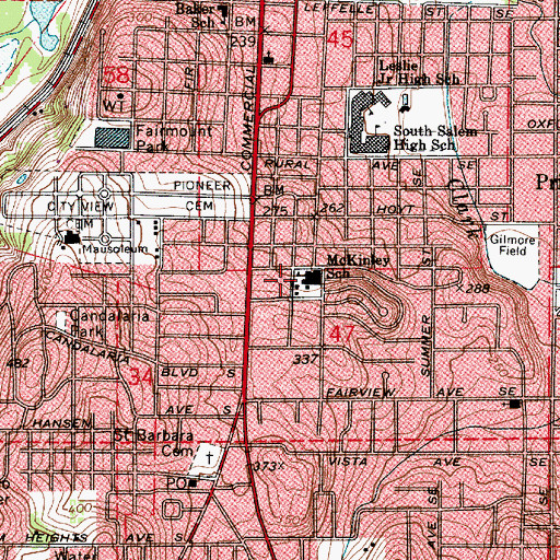 Topographic Map of McKinley Elementary School, OR