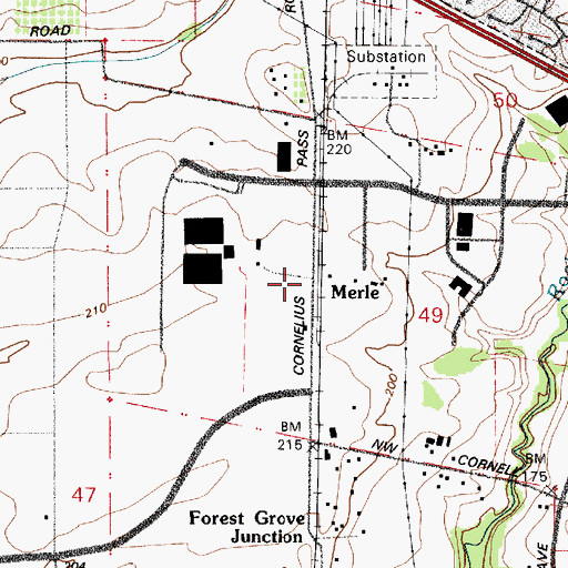 Topographic Map of Merle, OR