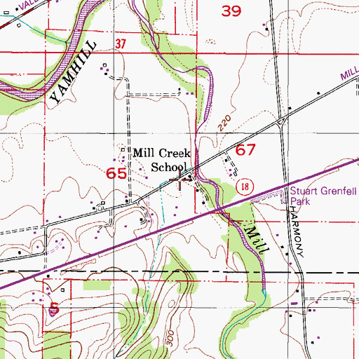Topographic Map of Mill Creek School (historical), OR