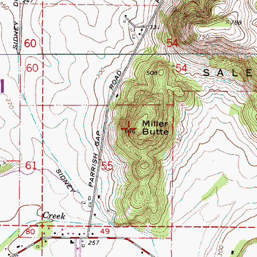 Topographic Map of Miller Butte, OR