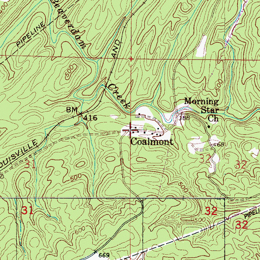 Topographic Map of Coalmont, AL