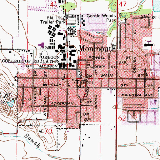 Topographic Map of Monmouth, OR