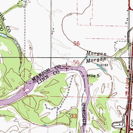 Topographic Map of Morgan Creek, OR