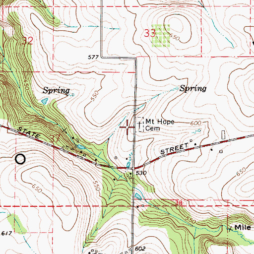 Topographic Map of Mount Hope Cemetery, OR