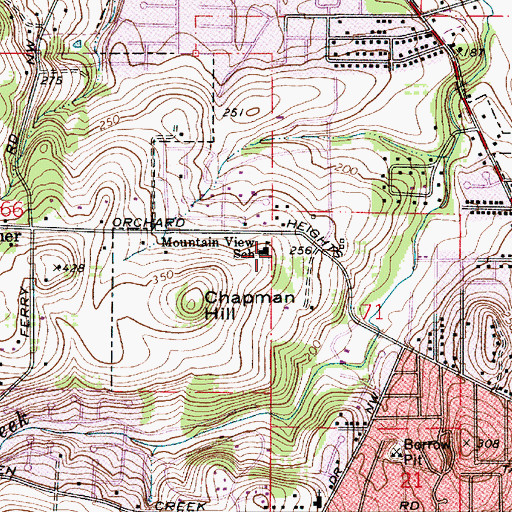 Topographic Map of Mountain View School (historical), OR