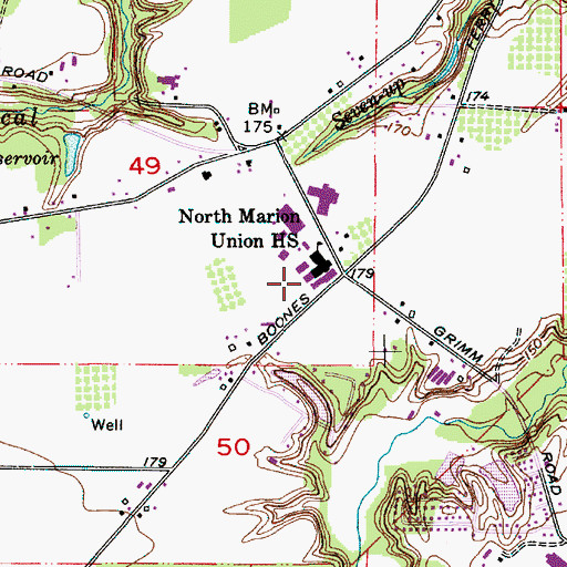 Topographic Map of North Marion High School, OR
