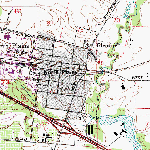 Topographic Map of North Plains, OR