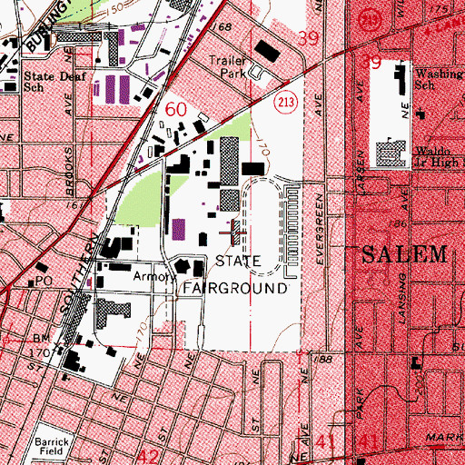 Topographic Map of Oregon State Fairgrounds, OR