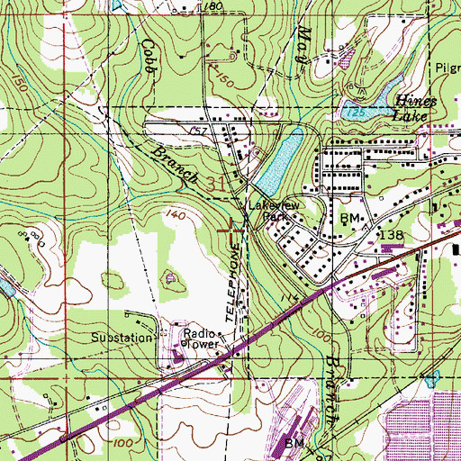 Topographic Map of Cobb Branch, AL