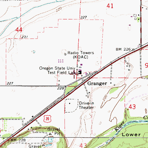 Topographic Map of Oregon State University Test Field Laborator, OR