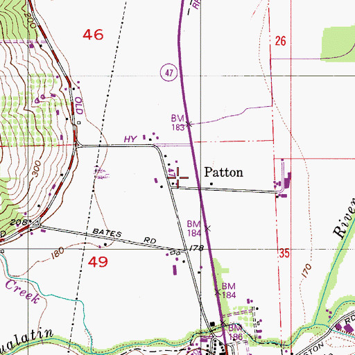 Topographic Map of Patton, OR