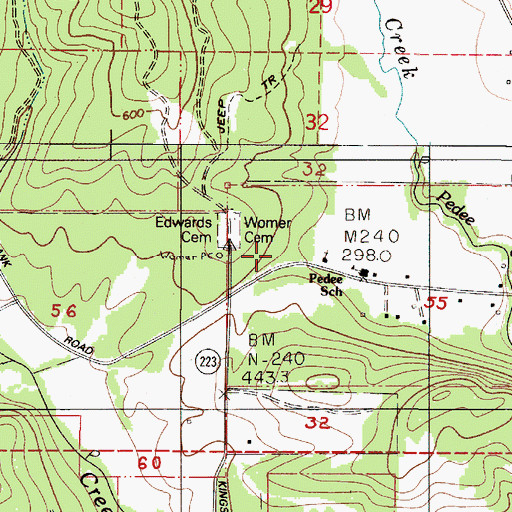 Topographic Map of Pedee School (historical), OR