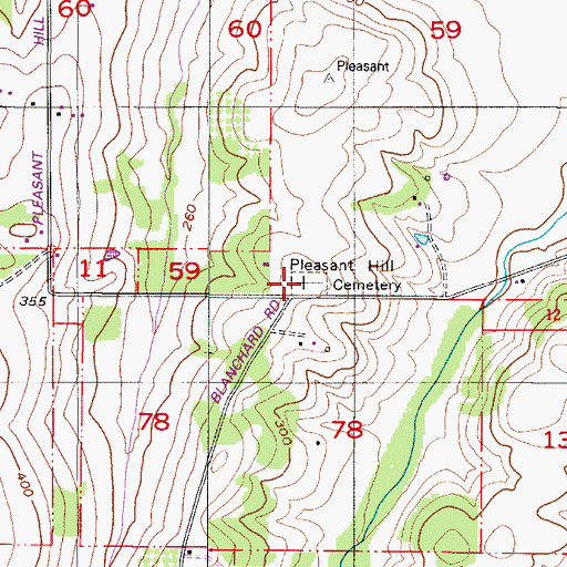 Topographic Map of Pleasant Hill Cemetery, OR