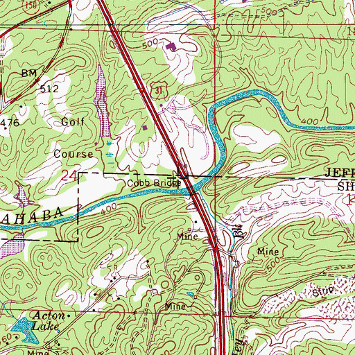 Topographic Map of Cobb Bridge, AL