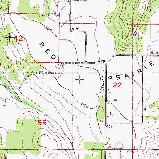 Topographic Map of Red Prairie, OR