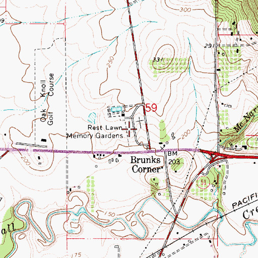 Topographic Map of Restlawn Memory Gardens, OR