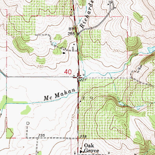 Topographic Map of Richards Creek, OR