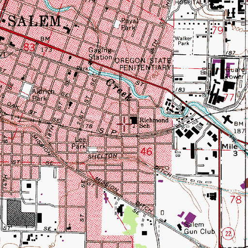 Topographic Map of Richmond Elementary School, OR