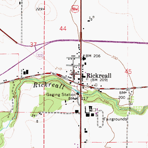 Topographic Map of Rickreall, OR