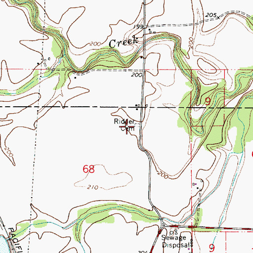 Topographic Map of Ridder Cemetery, OR