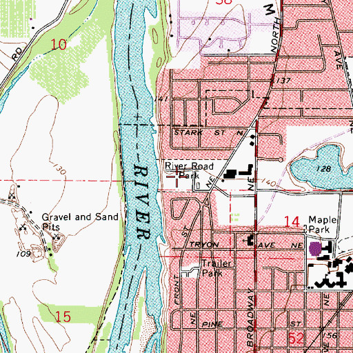 Topographic Map of River Road City Park, OR