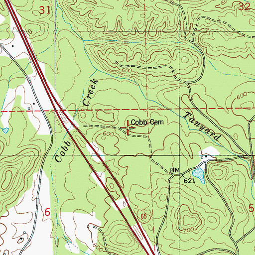 Topographic Map of Cobb Cemetery, AL