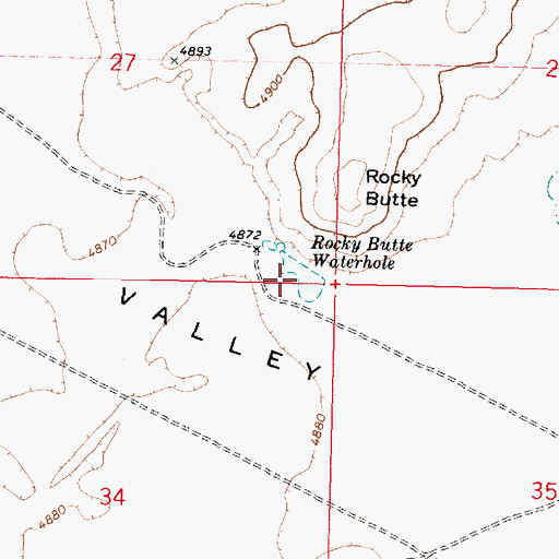 Topographic Map of Rocky Butte Waterhole, OR