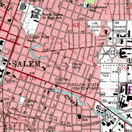 Topographic Map of McRae City Park, OR