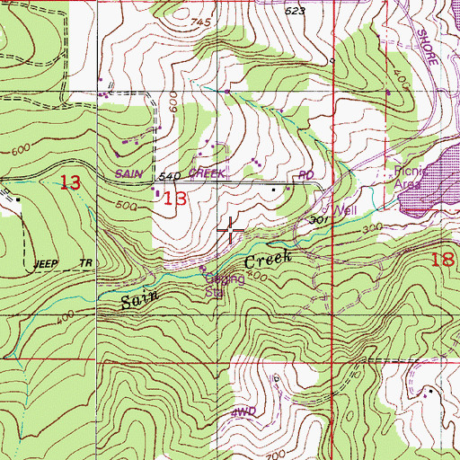 Topographic Map of Sain Creek, OR