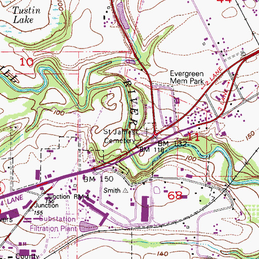 Topographic Map of Saint James Cemetery, OR