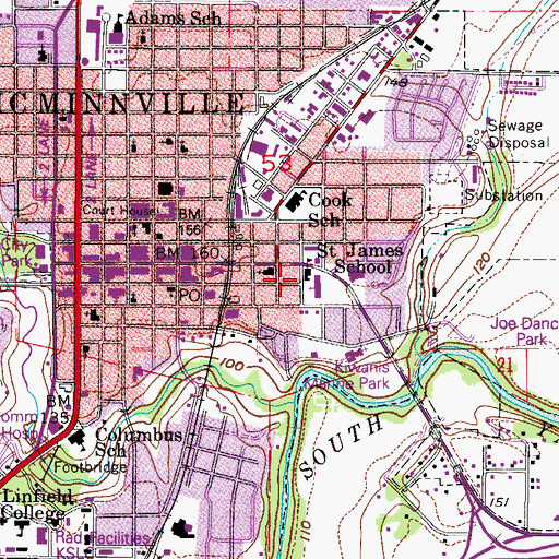 Topographic Map of Saint James Catholic Schools, OR