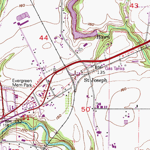 Topographic Map of Saint Joseph, OR